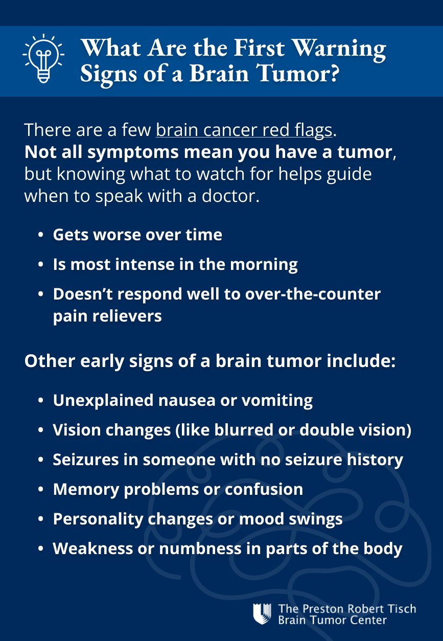 First Warning Signs of a Brain Tumor Infographic
