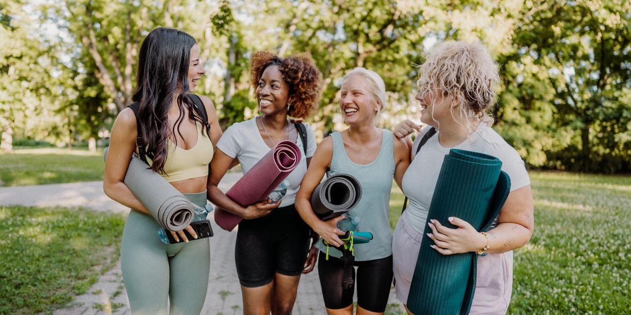women prepared for yoga