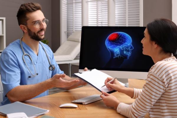 brain cancer doctor talking to patient 