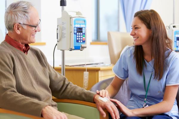 brain cancer patient getting a chemo treatment 