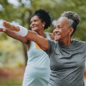 Two women exercising